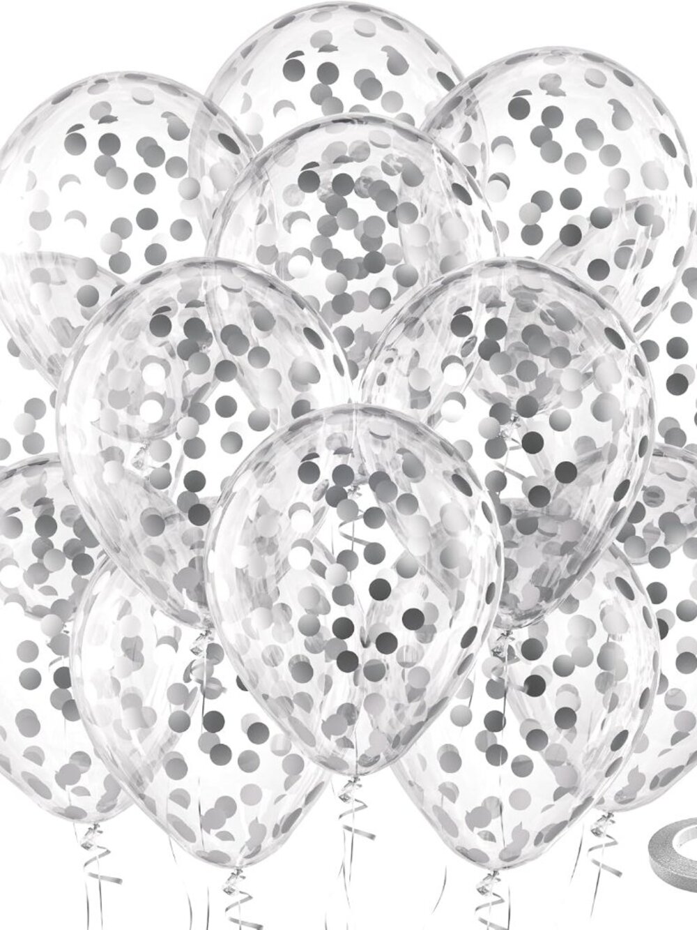 Silver Confetti Latex Round Helium Party s 60 Pack 12 inch
